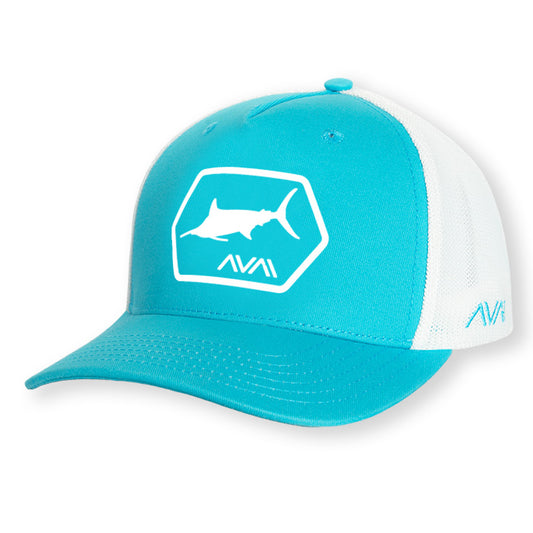 Marlin - Trucker Style Snap Back Hat Bahama Blue