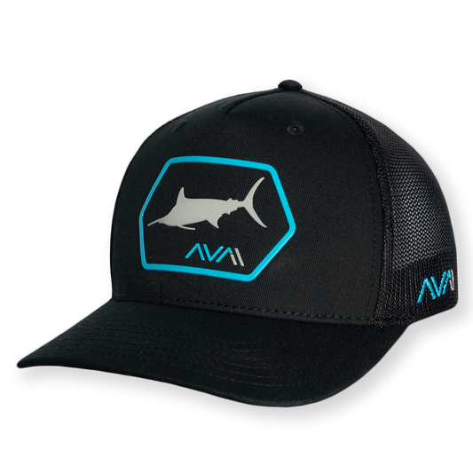 Marlin - Trucker Style Snap Back Hat Black